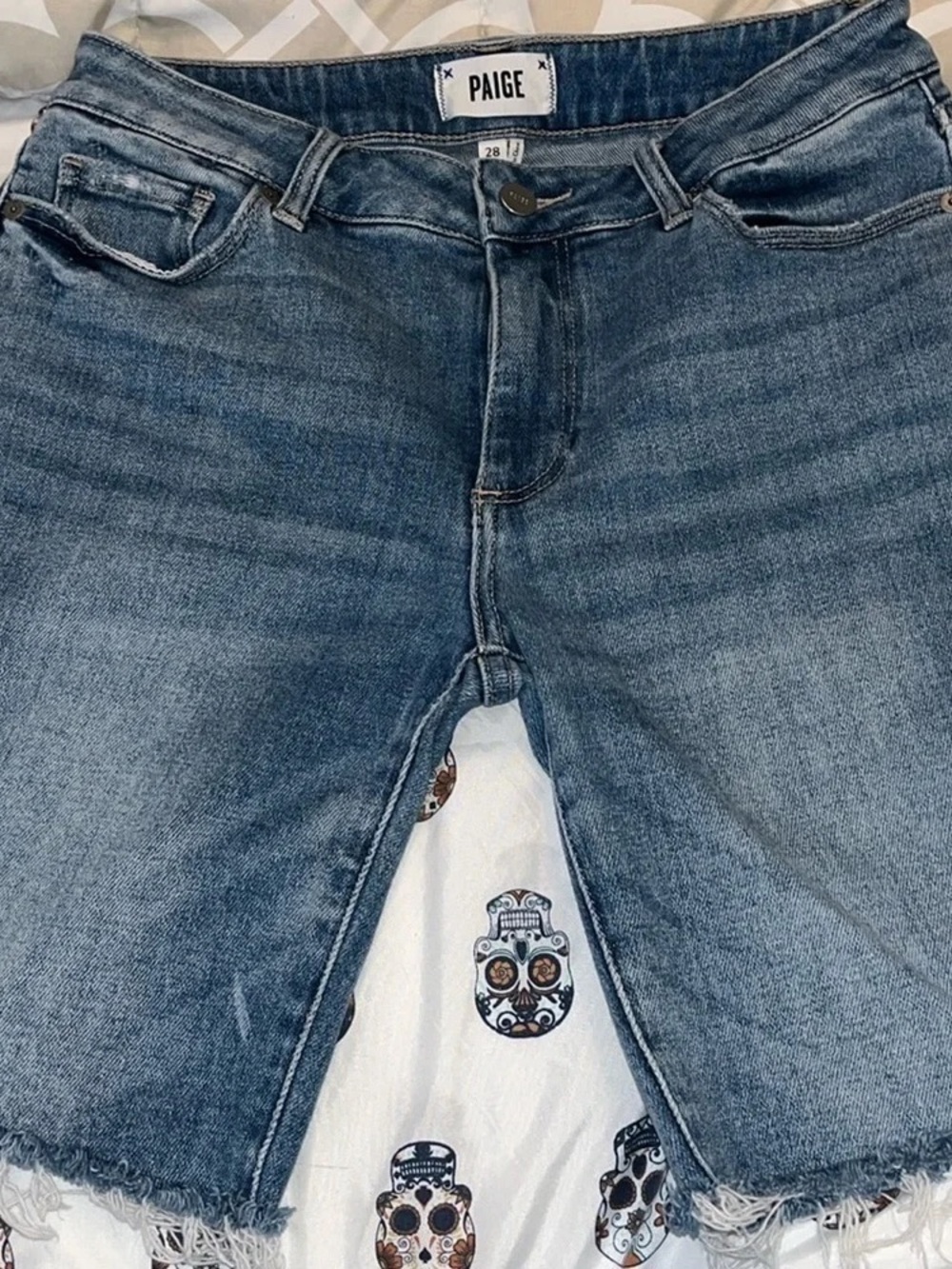 PAIGE Men's Distressed Blue Denim Relaxed Jeans